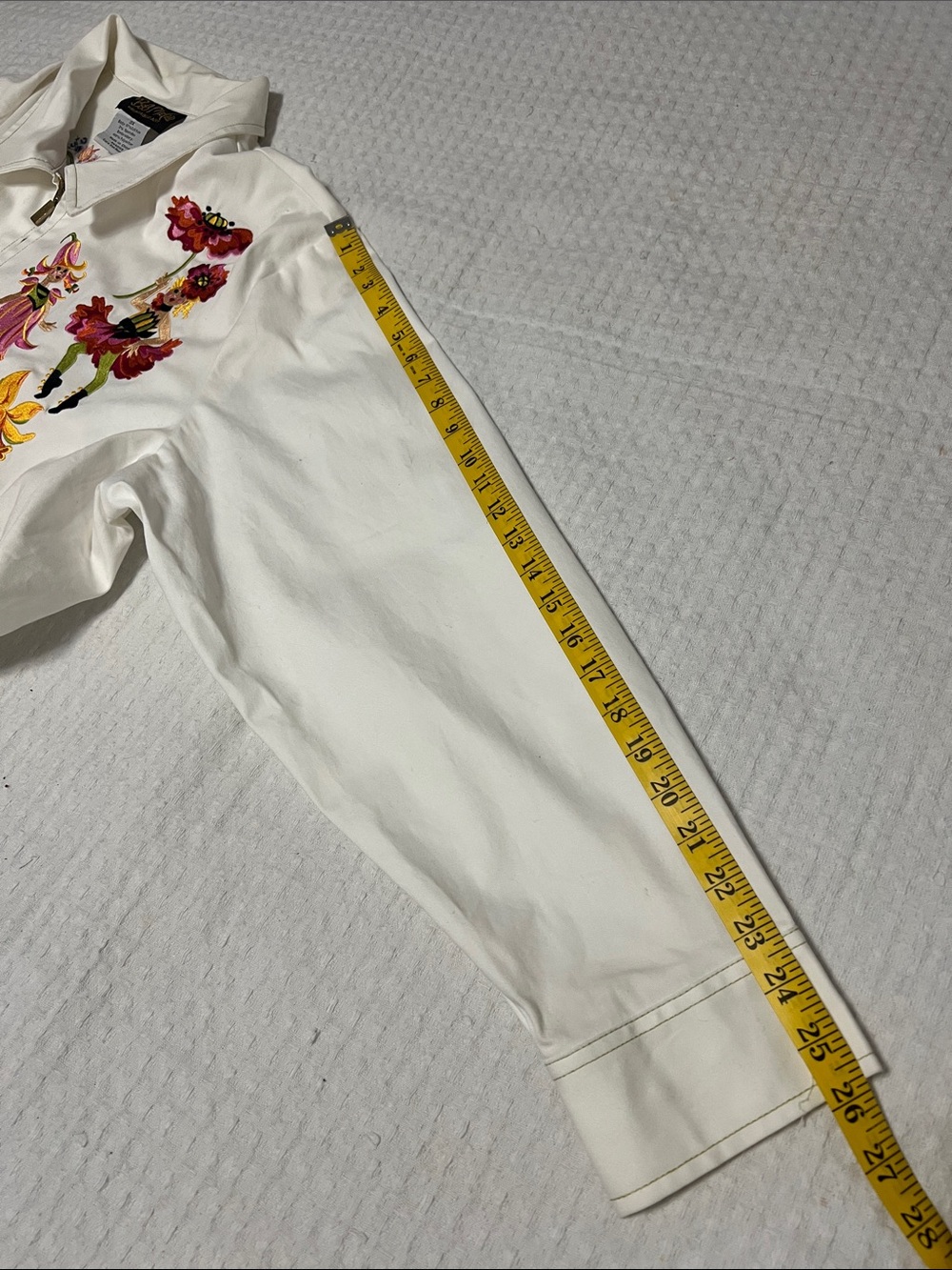 Bob Mackie Wearable “Parade of the Flowers” White Full-Zip Embroidered Jacket - Picture 15 of 16